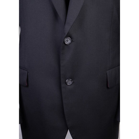 Alan Flusser Sport Coat Jacket Blazer Sz 44L Solid Black 2-Button Poly Blend EUC - Picture 3 of 14